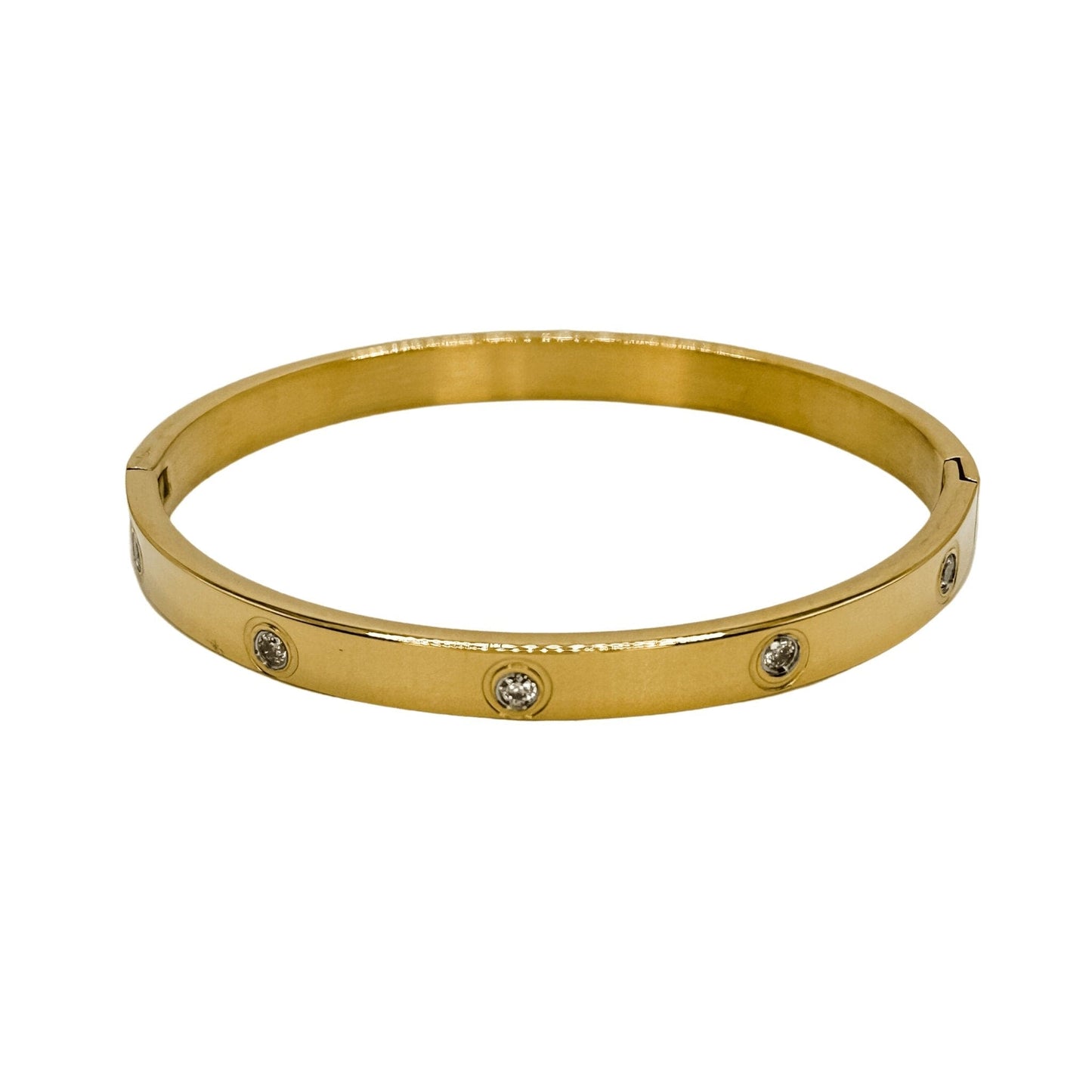 gold bangle with cubic zirconia