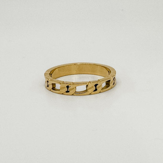 18K Gold Plated Figaro Ring