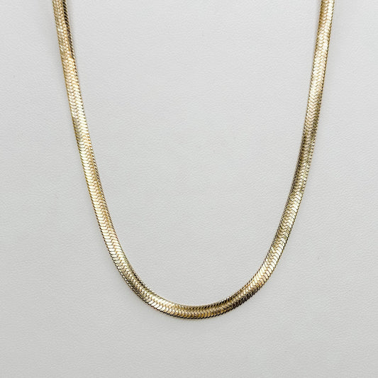 gold plated herringbone style chain necklace