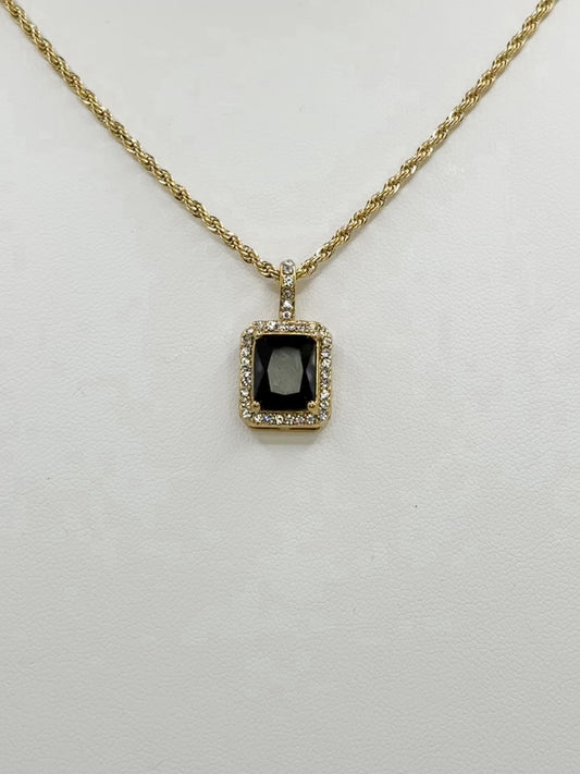 Black Square Pendant on Rope Chain