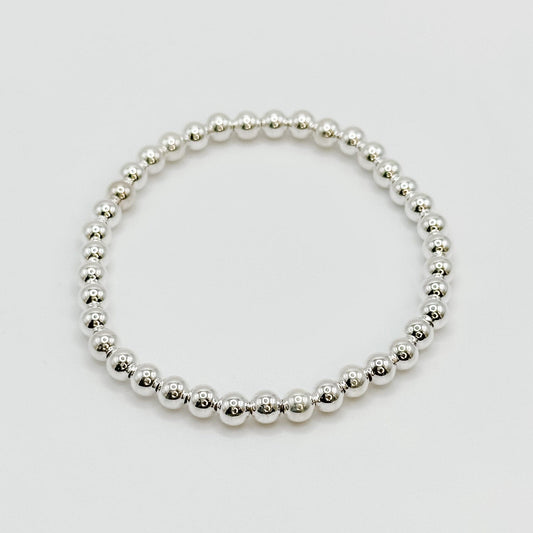 sterling silver 5mm  beaded  bracelet