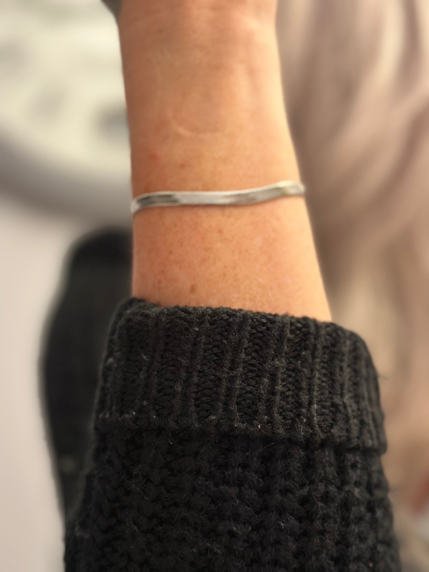 Silver Herringbone Bracelet