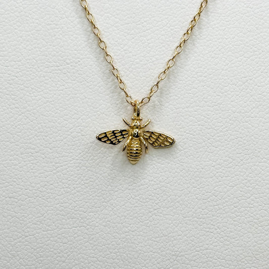 gold plated sterling silver honeybee pendant on  necklace