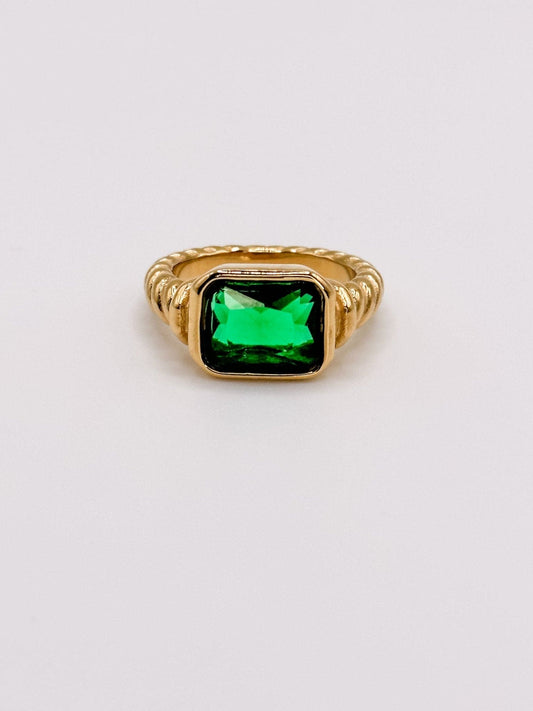 Chunky Bling Ring-Emerald - Finleyrose