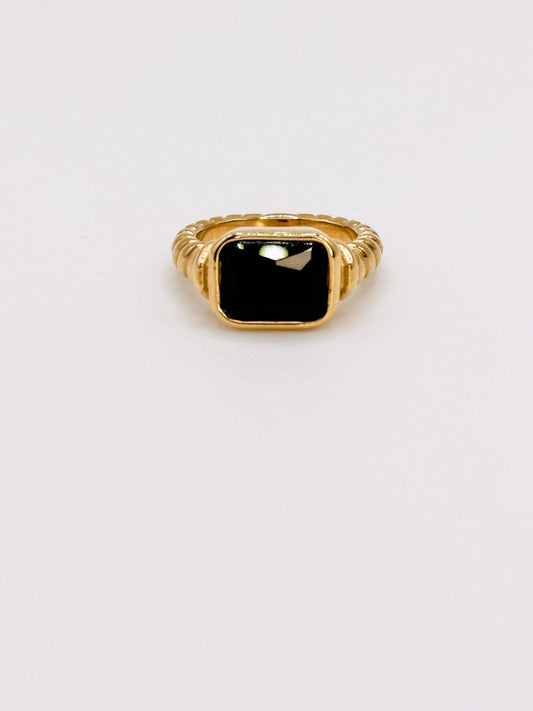 Chunky Bling Ring-Onyx - Finleyrose