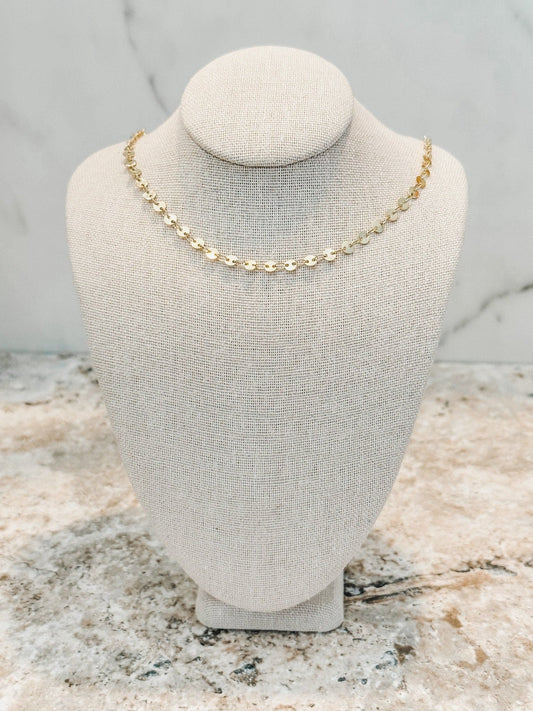 Gold Flat Sequin Choker on  mannequin