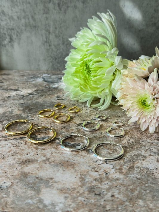 Gold Plated Sterling Silver  Chunky Hoops