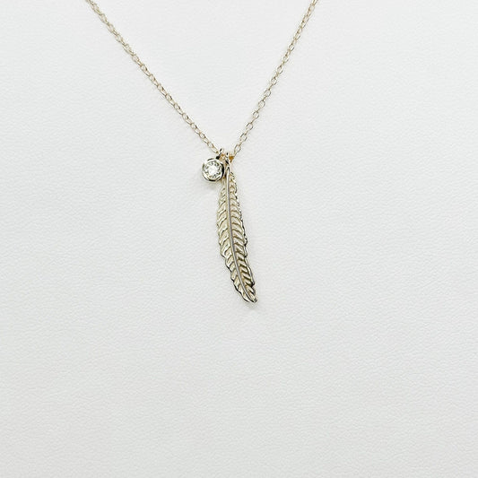 Gold Plated Sterling Silver Feather with Diamond