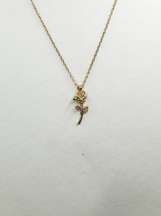 Gold Plated Sterling Silver Rose Pendant necklace