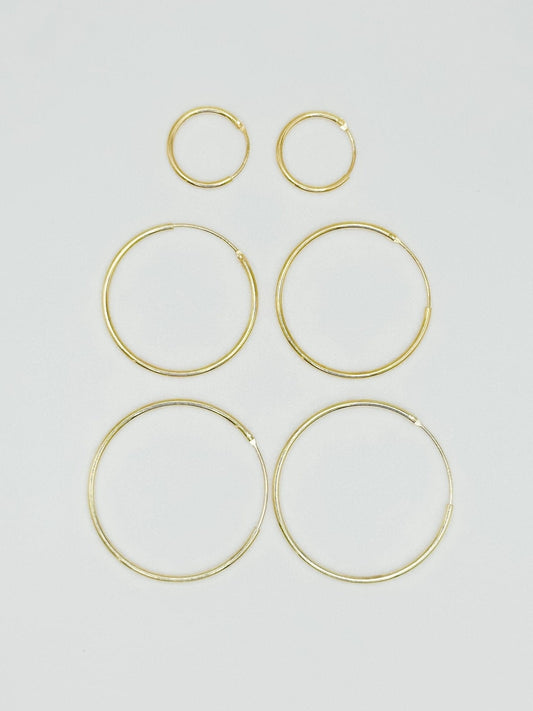 Gold Plated Sterling Silver Skinny Hoops