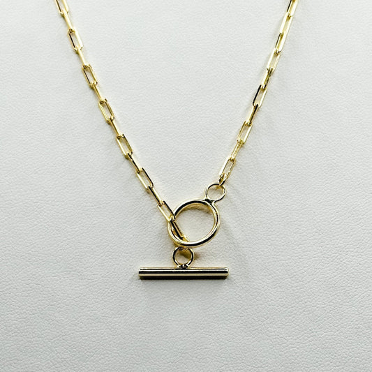 Gold Plated Sterling Silver Toggle Necklace