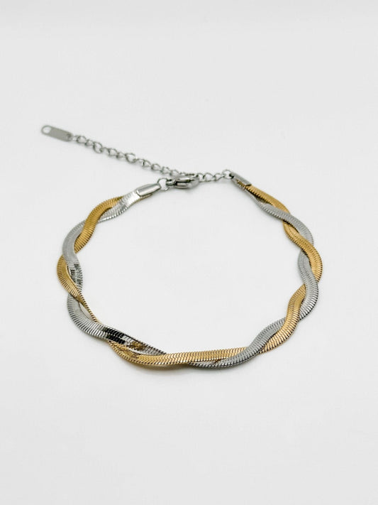 Mixed Braided Herringbone Anklet - Finleyrose