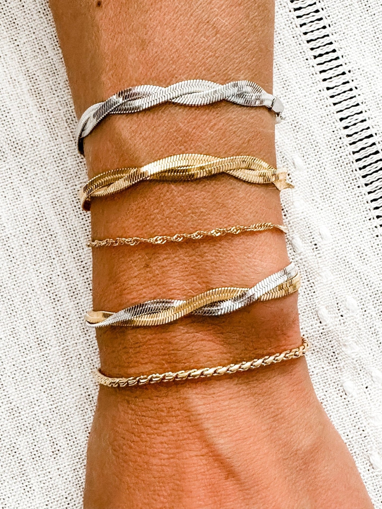 Mixed Braided Herringbone Bracelet - Finleyrose