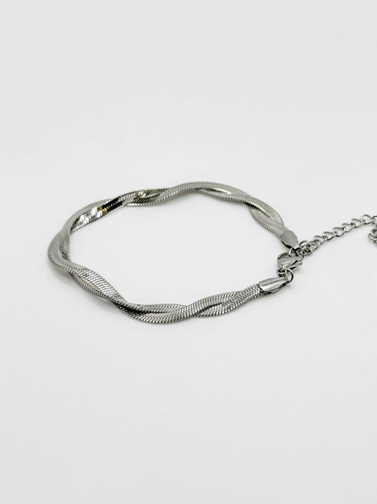 Silver Braided Herringbone Bracelet - Finleyrose