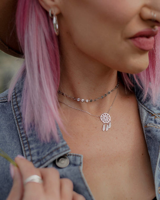 Silver  Flat Sequin Choker