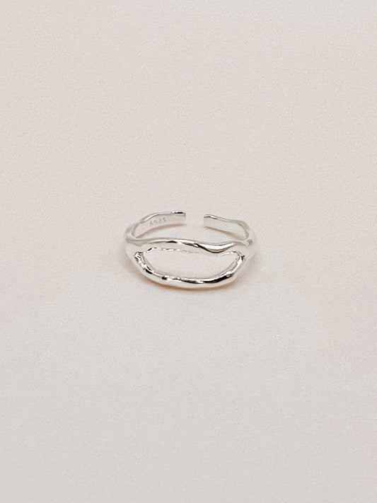 Sterling Silver Adjustable  Hollow Oval Ring