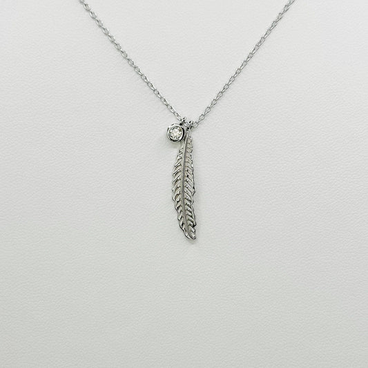 Sterling Silver Feather with Diamond